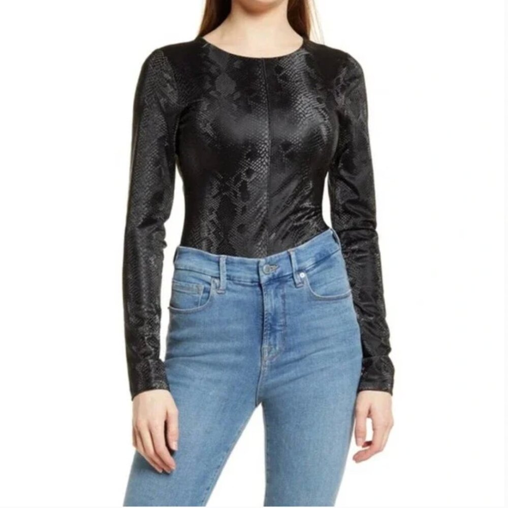 Good American Snake print longsleeve bodysuit